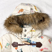 Angel Blue Snack AOP Fur-Trim Puffer Jacket (S)