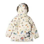 Angel Blue Snack AOP Fur-Trim Puffer Jacket (S)