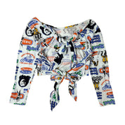 Hysteric Glamour AOP Tie-Back Cropped Long Sleeve (S)