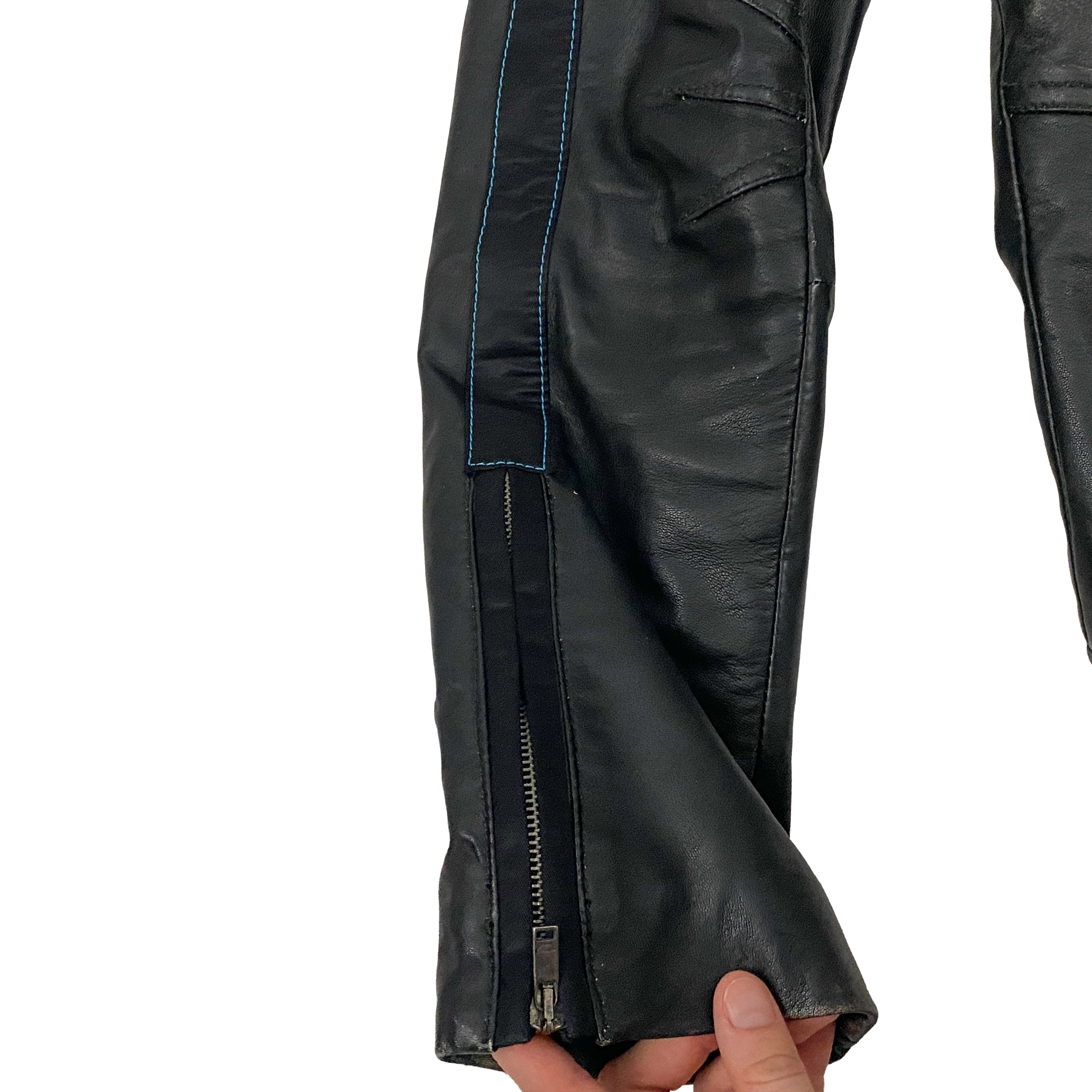 Diesel Vintage "Diabo Veloz" Distressed Black Leather Biker Jacket (S)