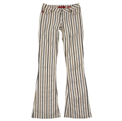 Miss Sixty 2000s Low Rise Brown + Tan Striped Flare Pants (XS/S)