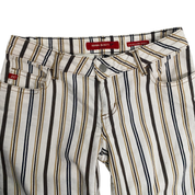 Miss Sixty 2000s Low Rise Brown + Tan Striped Flare Pants (XS/S)