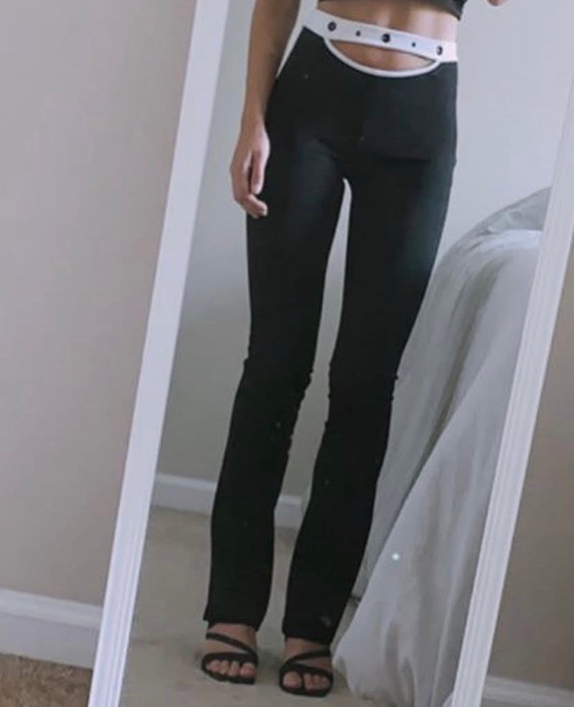 Y2K Black + White Cut Out Stretch Pants (XS)