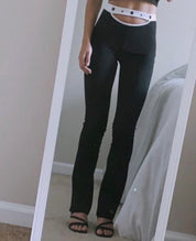 Y2K Black + White Cut Out Stretch Pants (XS)