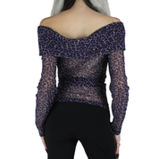 90s Purple Leopard Mesh Top (M/L)