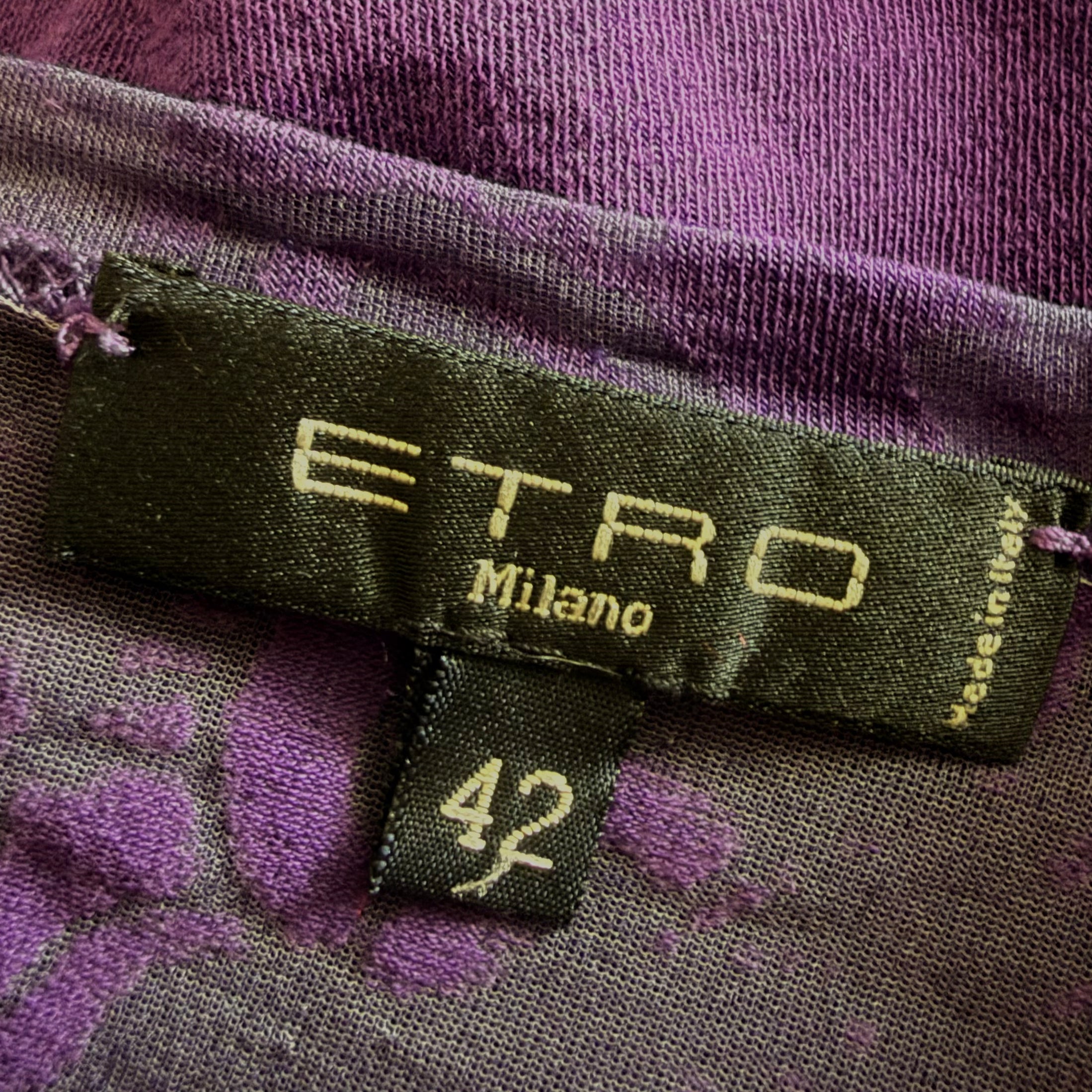 Etro Sheer Purple Mesh Burnout Top (M)