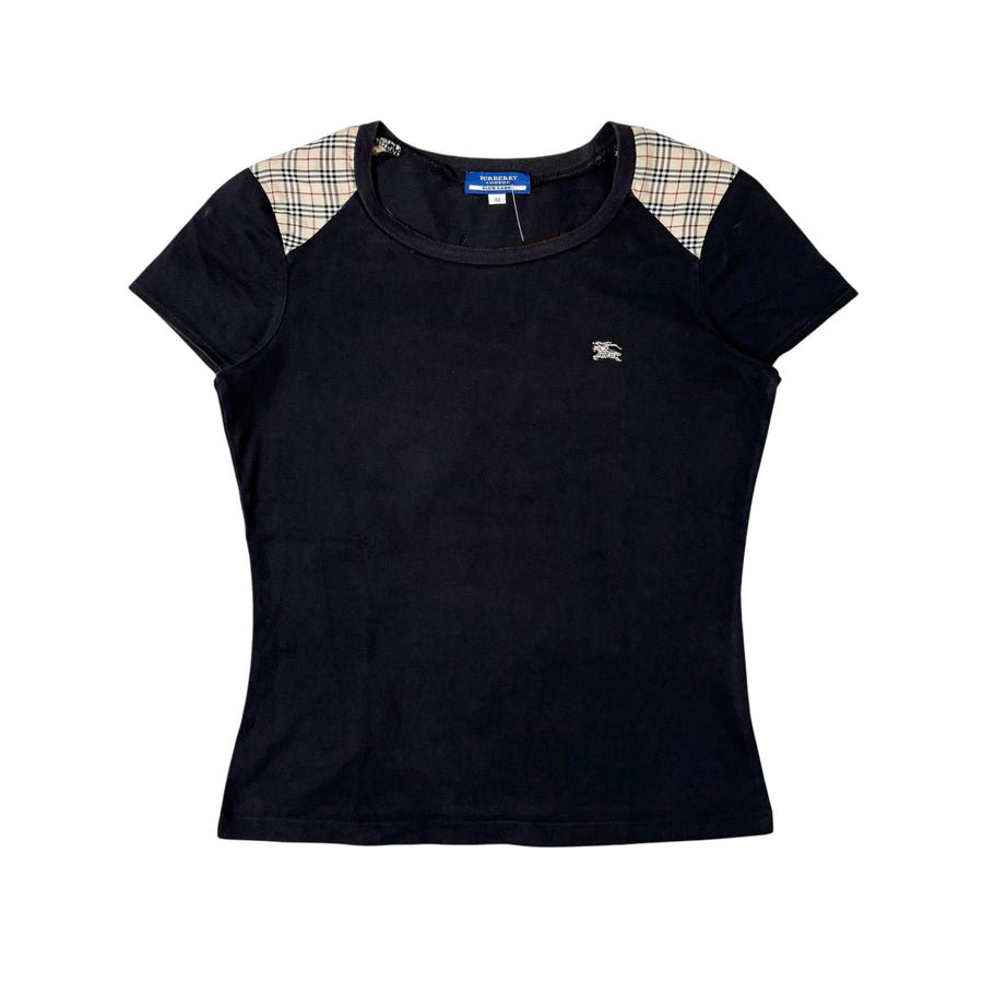 Burberry Blue Label Plaid Detail Baby Tee (S)