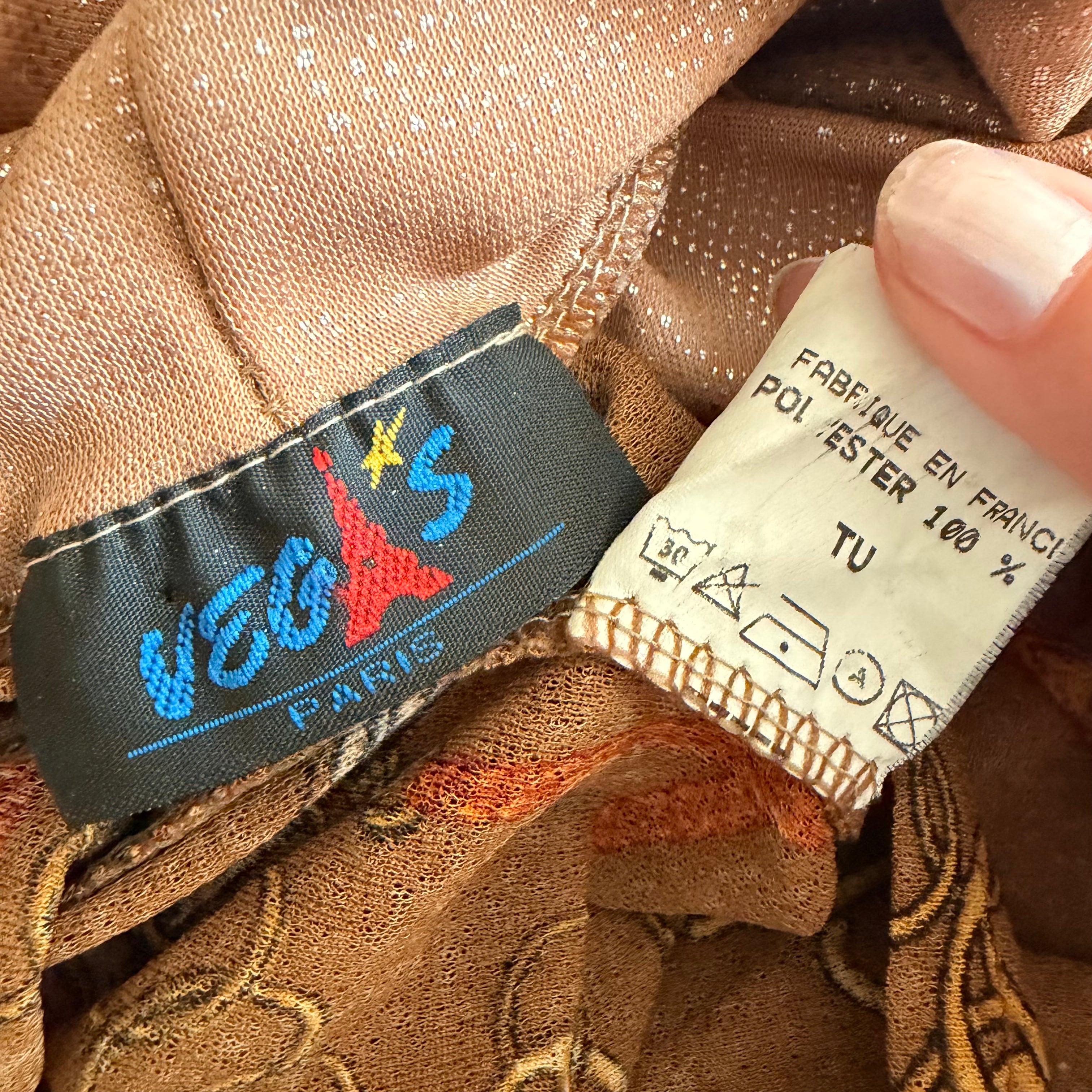 French Vintage Graphic Mesh Top (S)