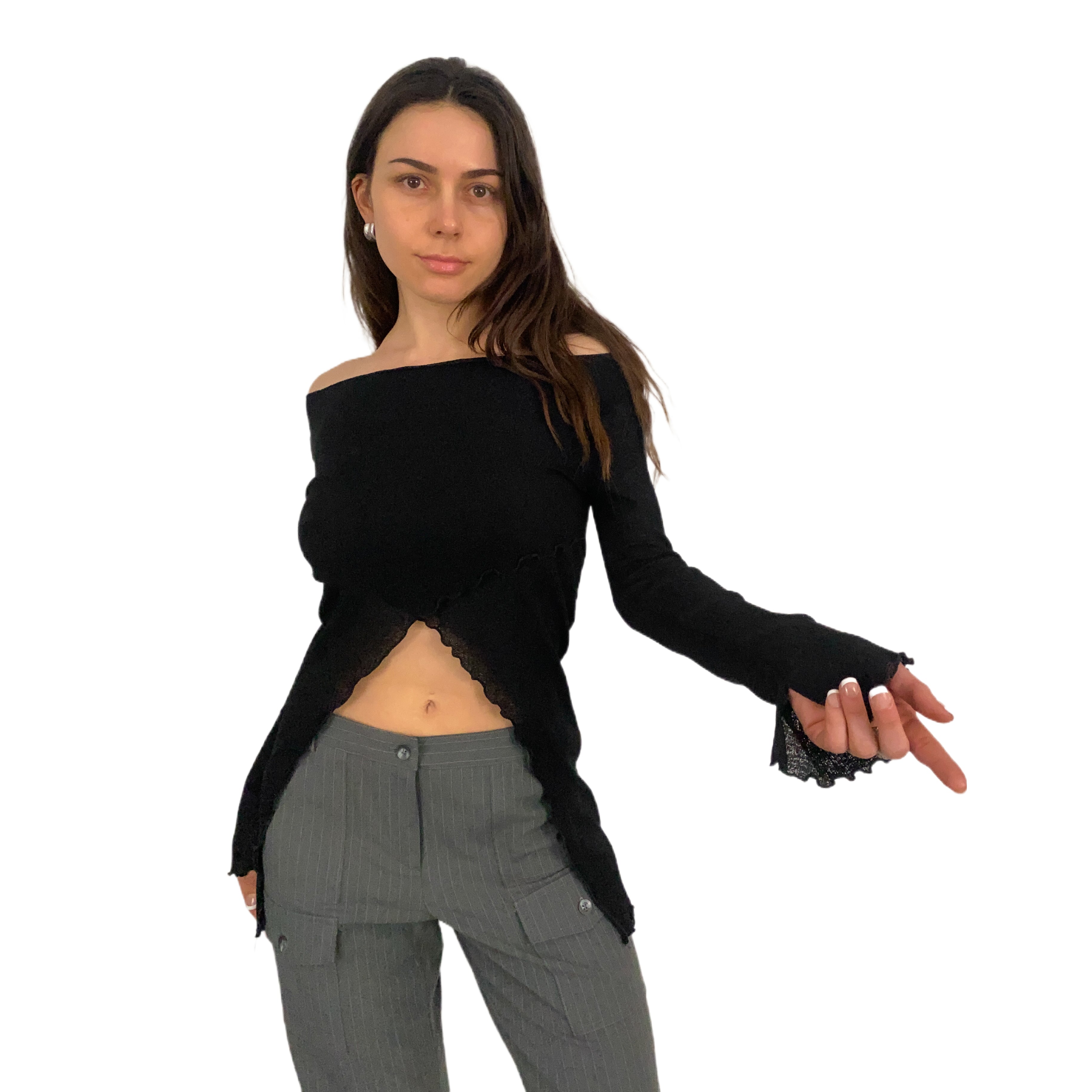 Noir Split Front Mesh Top (S/M)