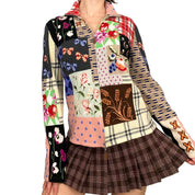 Italian Cashmere Patchwork Double Zip Sweater (L)