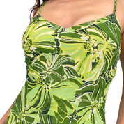 Sue Wong Lime Green Silk Embellished Floral Ruffle Fairy Dress (S/M)
