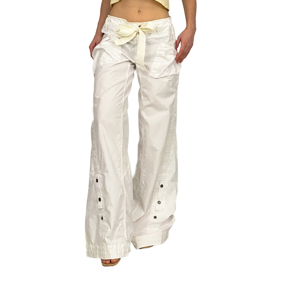 Diesel White Low Rise Utility Tech Pants (S/M)