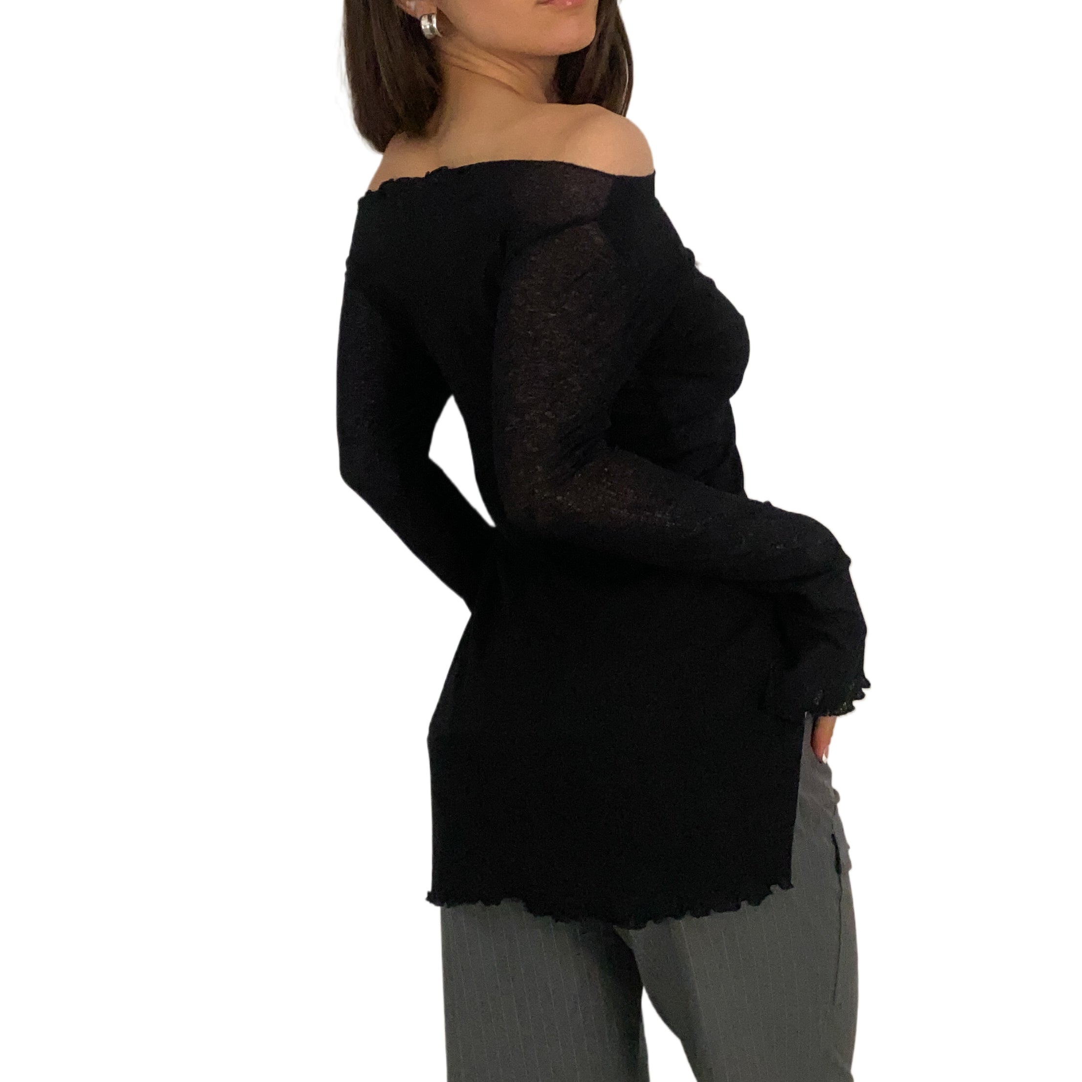 Noir Split Front Mesh Top (S/M)