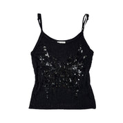 Beaded Butterfly Micro Mesh Tank Top (S)