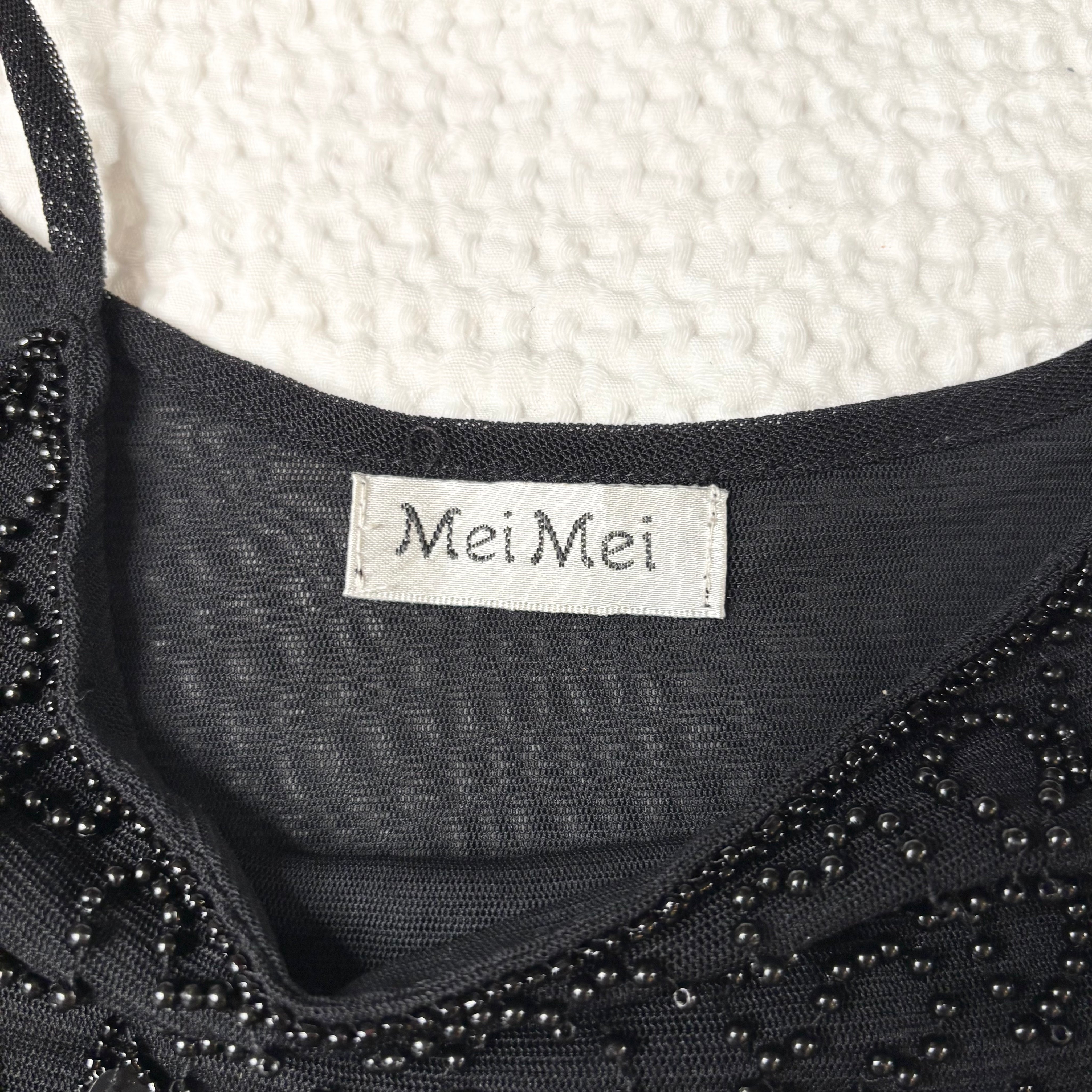 Beaded Butterfly Micro Mesh Tank Top (S)