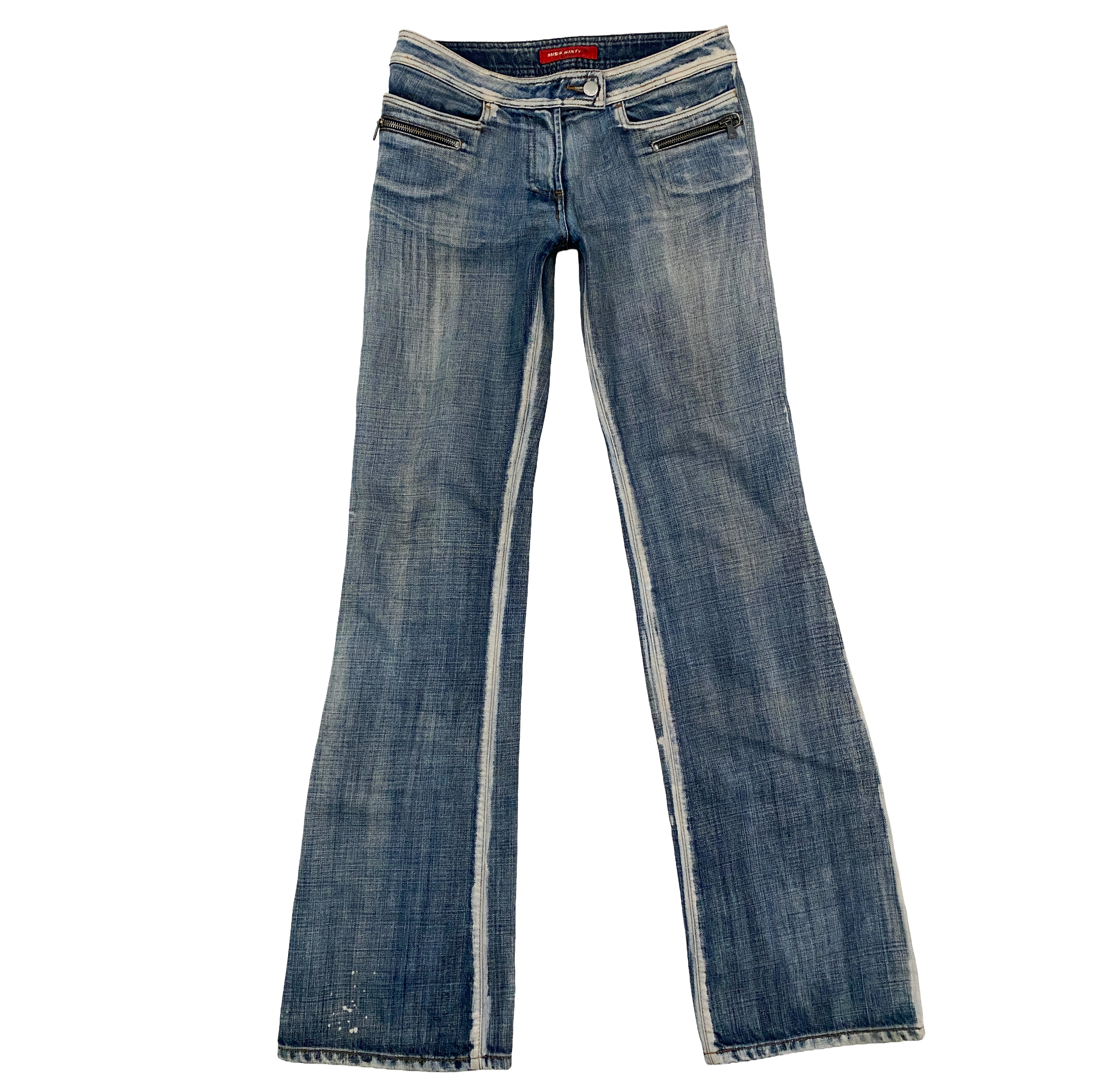 Miss Sixty 2000s Low Rise Bleached Flare Jeans (S)