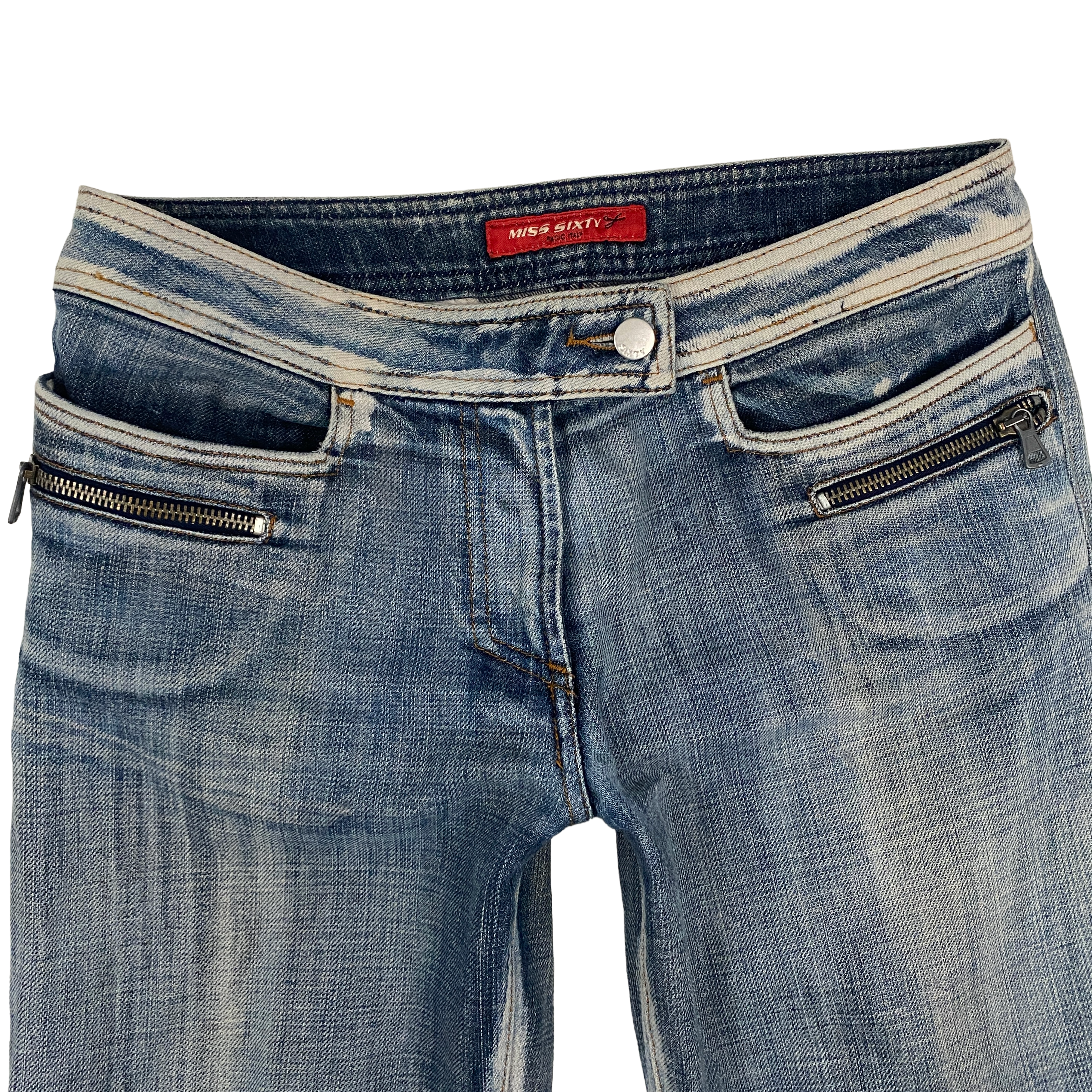 Miss Sixty 2000s Low Rise Bleached Flare Jeans (S)