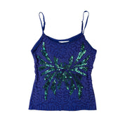 Beaded Butterfly Micro Mesh Tank Top (S)
