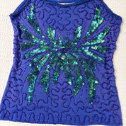 Beaded Butterfly Micro Mesh Tank Top (S)