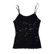Beaded Swirl Micro Mesh Tank Top (S)