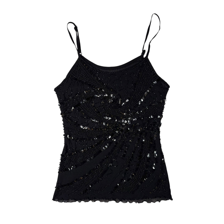 Beaded Swirl Micro Mesh Tank Top (S)