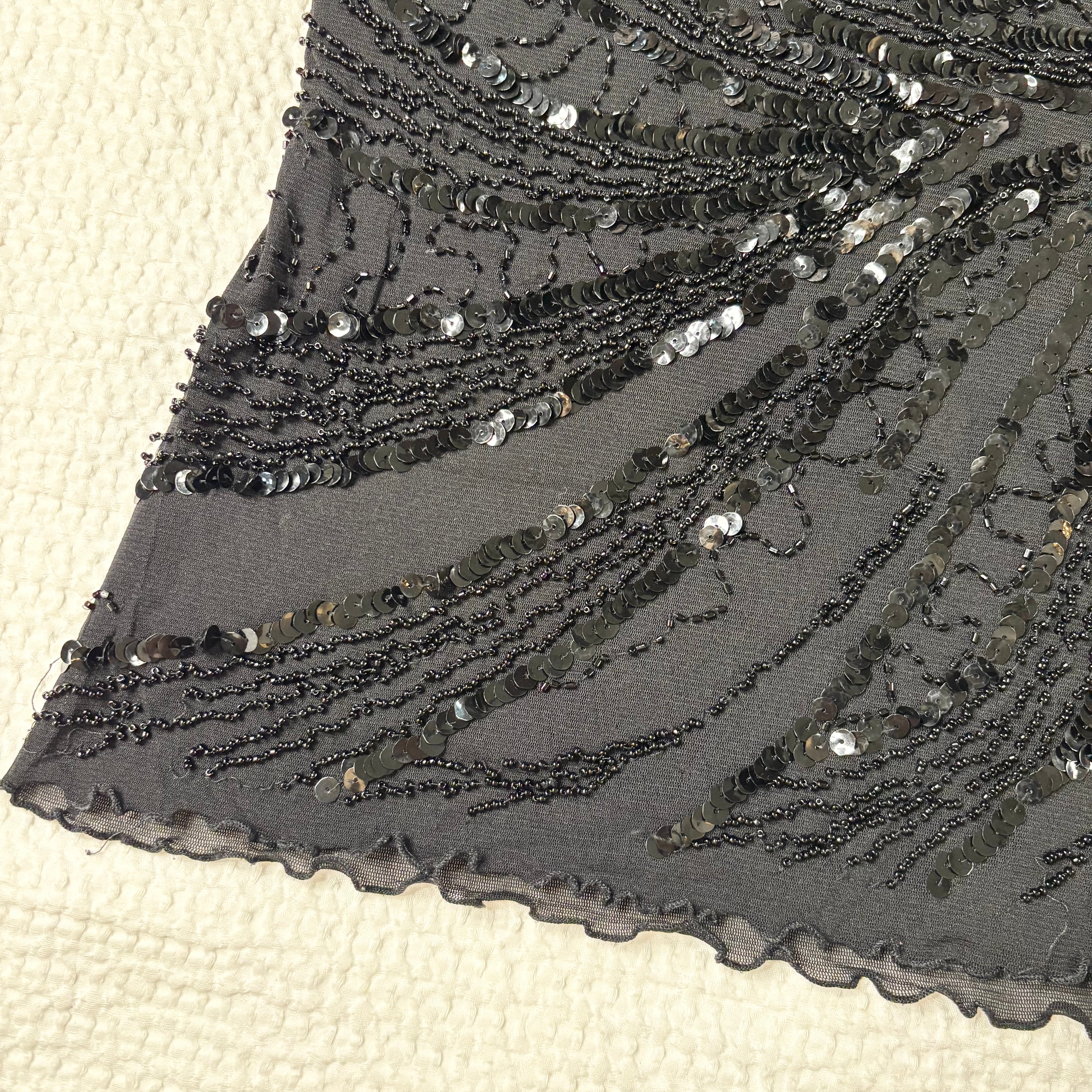 Beaded Swirl Micro Mesh Tank Top (S)