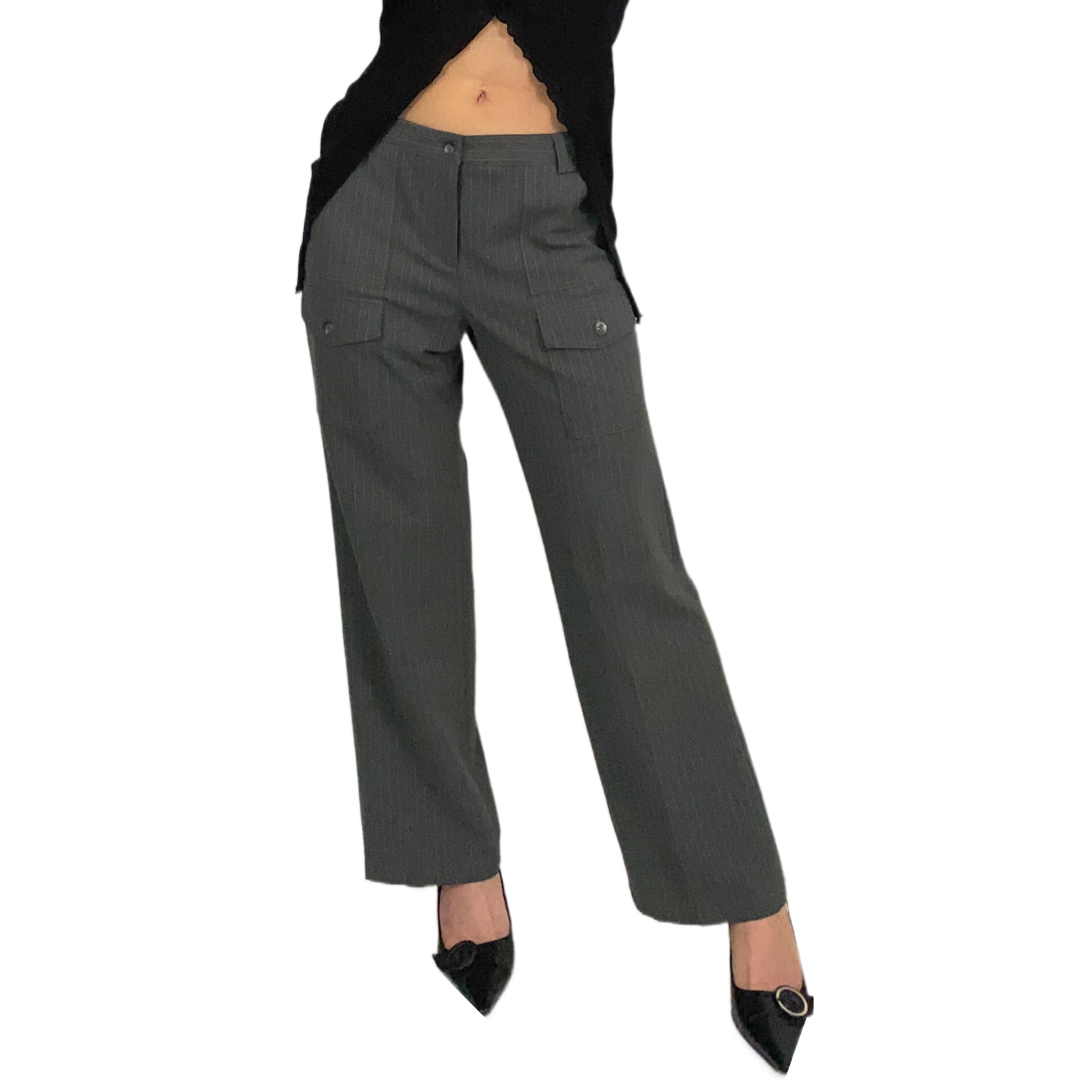 Gray Pinstripe Cargo Trouser (M)