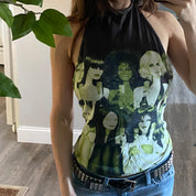 Custo Barcelona Girls Drinking Green + Black Halter Top (S/M)