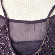 Beaded Butterfly Micro Mesh Tank Top (S)