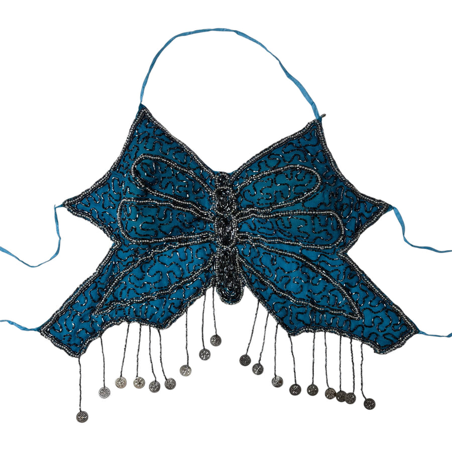Beaded Backless Butterfly Halter Top (S-M)