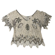 80s Silk Beaded Sequin Blouse (S-M)