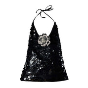 Sequin Embellished Halter Top (S)