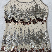 Sequin Embellished Rib Knit Tank Top (S)