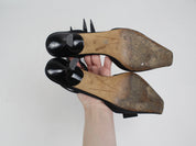 90s Black Kitten Heels (8 US)