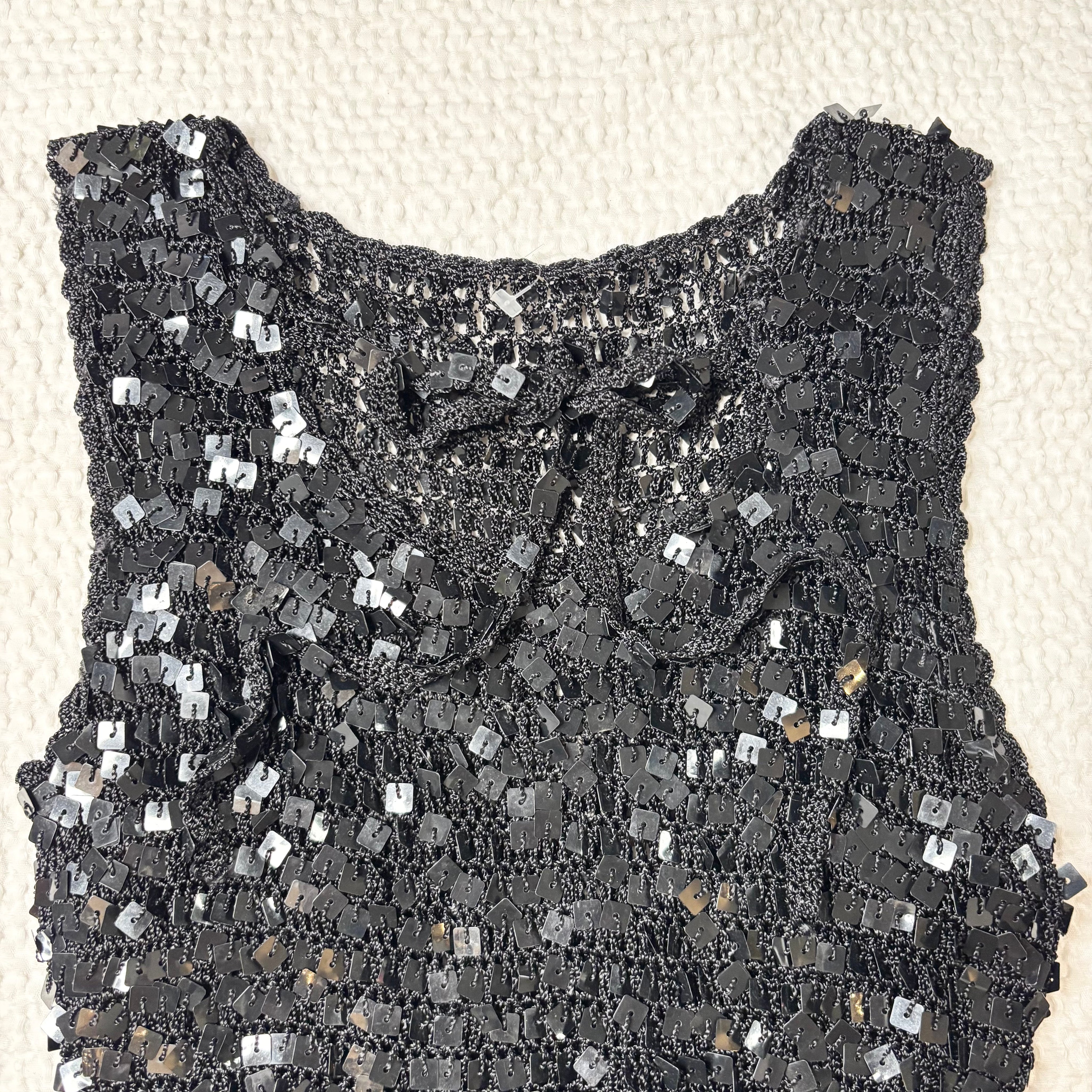 Knit Sequin Tie-Back Tank (S)