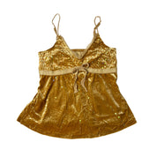 Beaded Velvet Babydoll Tank Top (S)