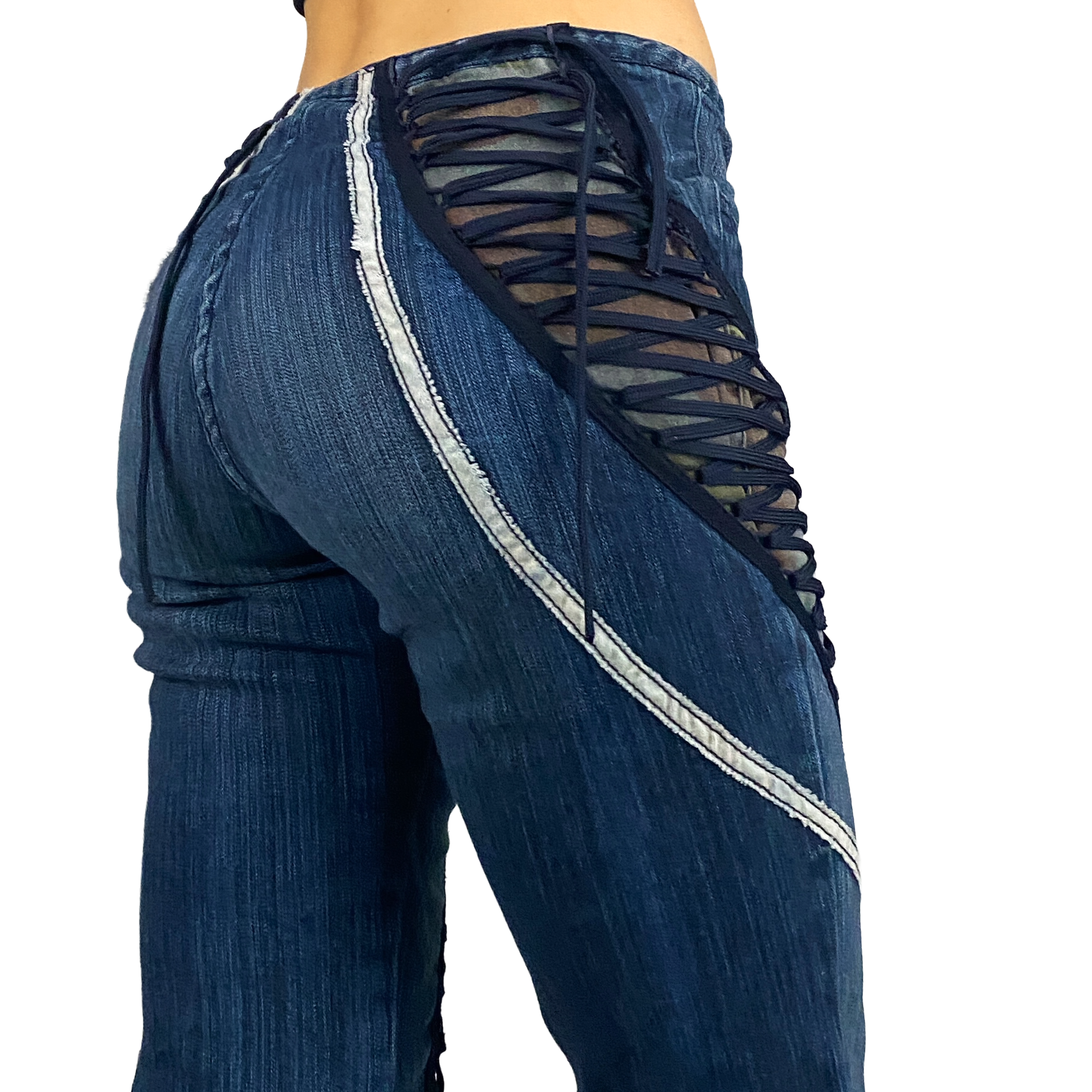 Parasuco 2000s Low Rise Laced Flare Jeans + Camo (S)