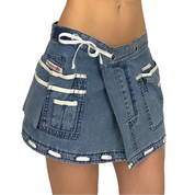 Diesel Denim Utility Laced Mini Wrap Skirt (S)
