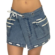 Diesel Denim Utility Laced Mini Wrap Skirt (S)