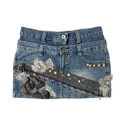 Embellished Fairy Denim Mini Skirt (S-M)