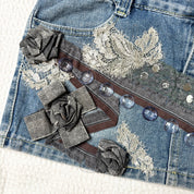 Embellished Fairy Denim Mini Skirt (S-M)