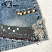 Embellished Fairy Denim Mini Skirt (S-M)