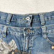 Embellished Fairy Denim Mini Skirt (S-M)