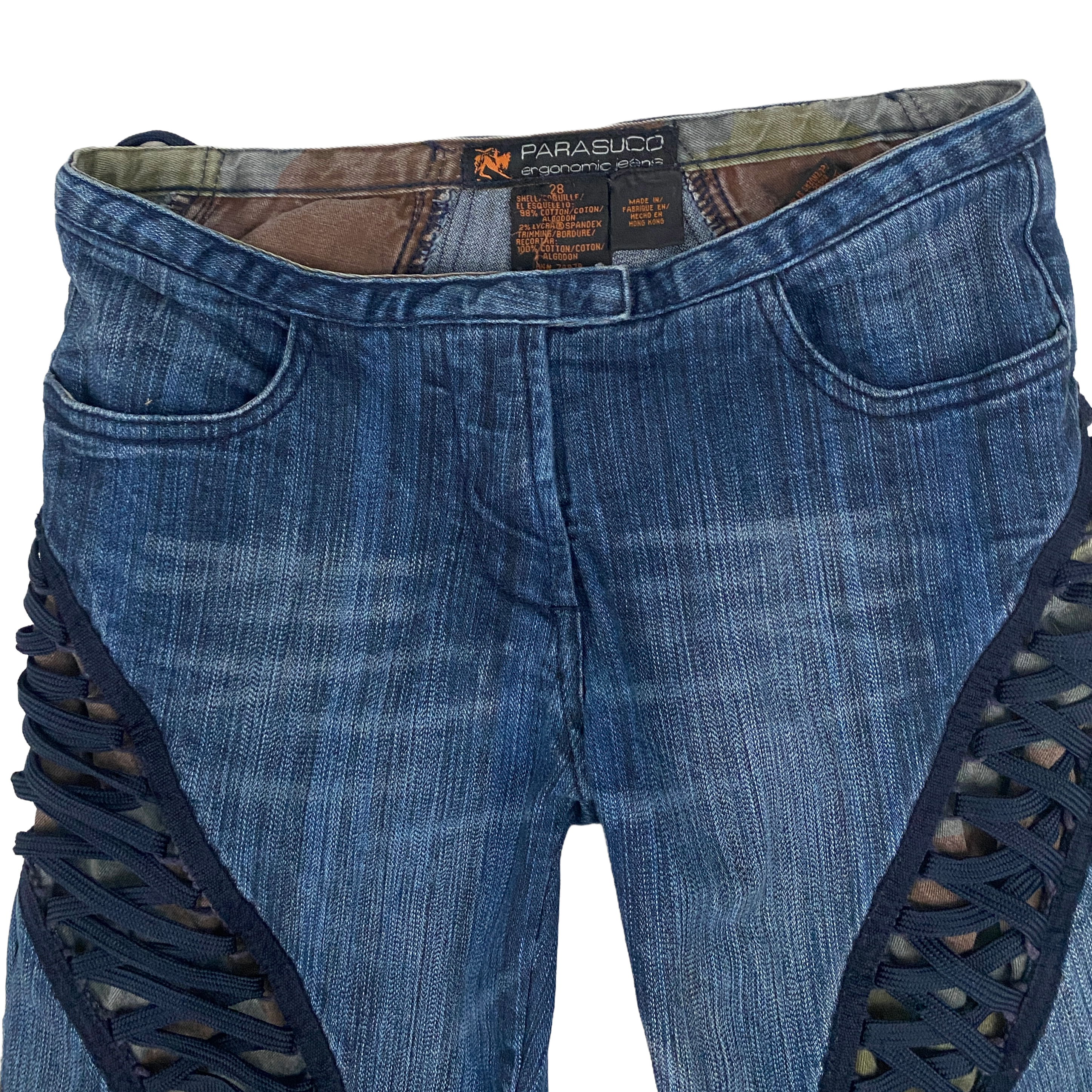 Parasuco 2000s Low Rise Laced Flare Jeans + Camo (S)