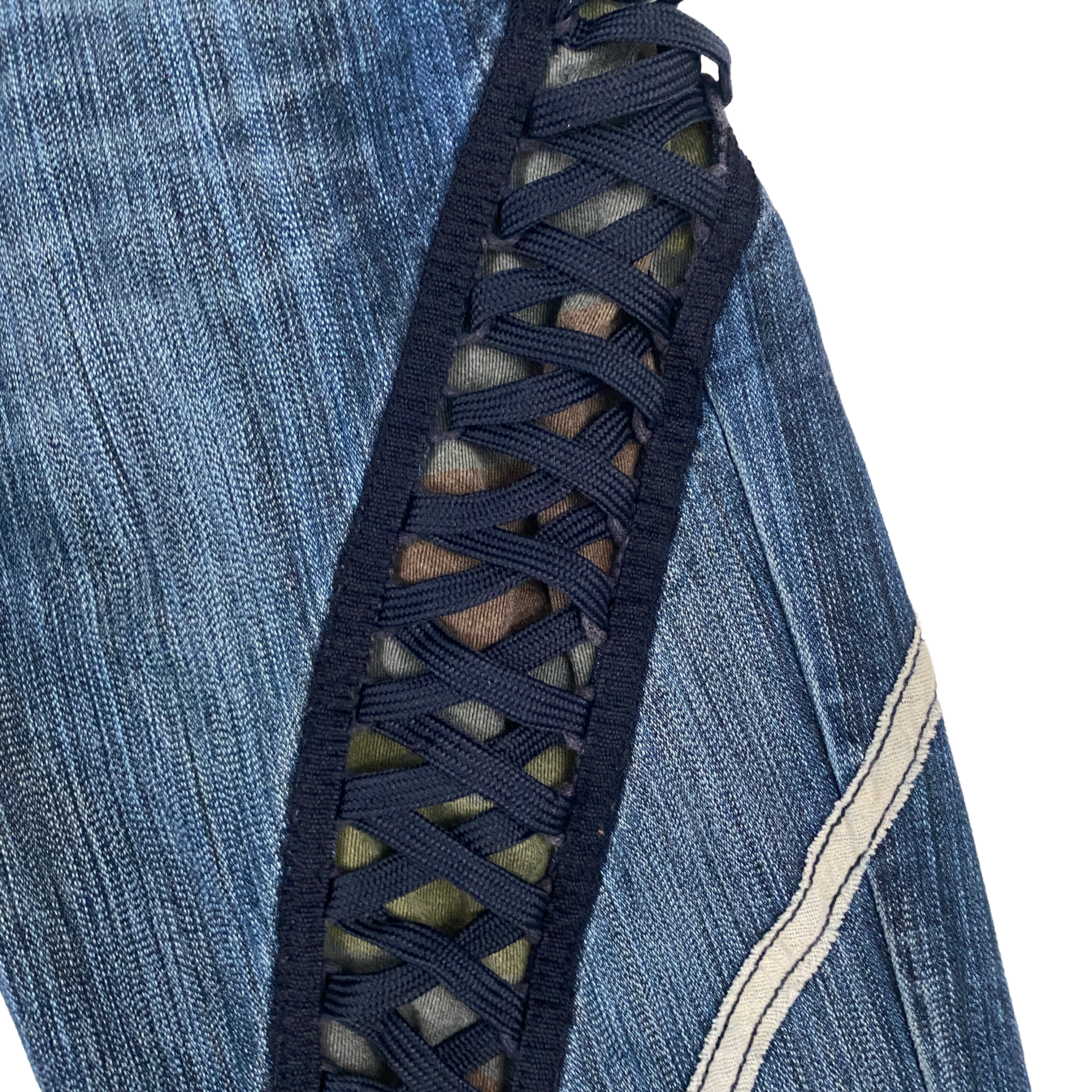 Parasuco 2000s Low Rise Laced Flare Jeans + Camo (S)