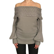Cashmere Off the Shoulder Crochet Sweater (S)