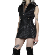 Bebe Leather Mini Dress (XS)