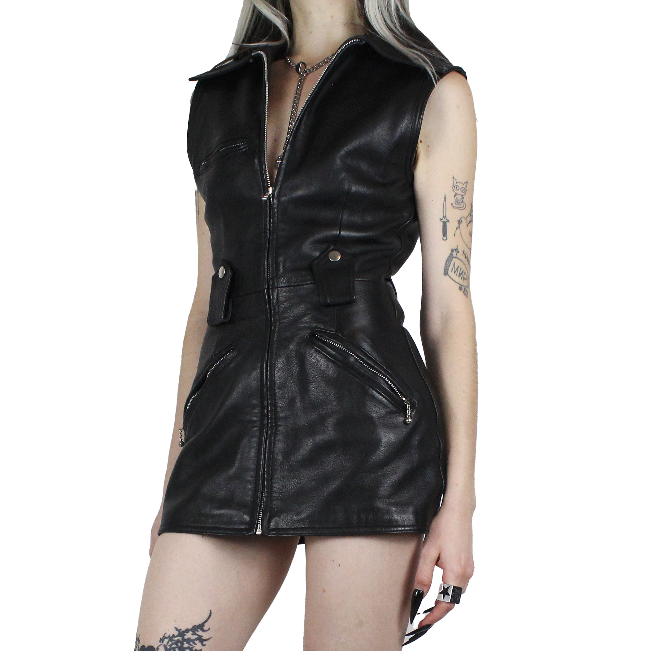 BEBE Leather Mini Dress (XS)