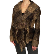 Fringe Wool Sweater Jacket (M)