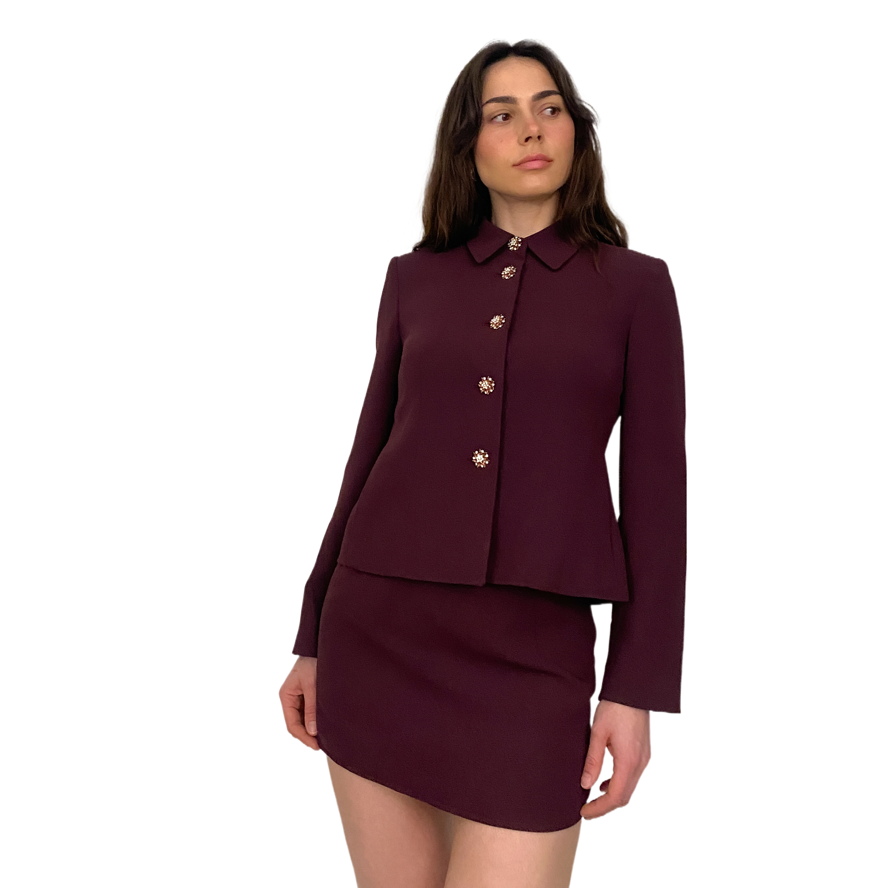 Oxblood Mini Skirt Suit Set (XS)